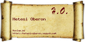 Hetesi Oberon névjegykártya